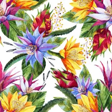Watercolor tropical pattern Stock Illustration