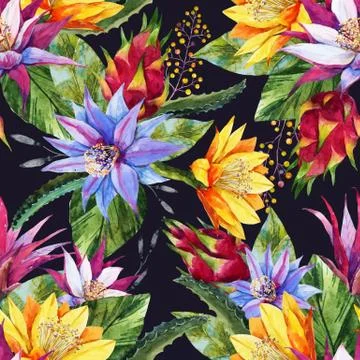 Watercolor tropical pattern 스톡 일러스트