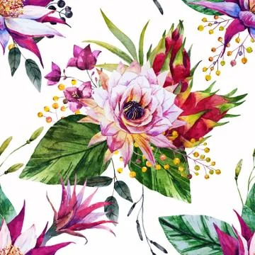 Watercolor tropical pattern Stock Illustration