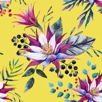 Watercolor tropical pattern Illustrazione stock