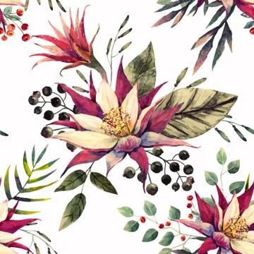 Watercolor tropical pattern Stock Illustration