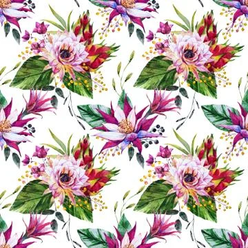 Watercolor tropical pattern Stock Illustration