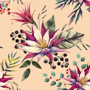 Watercolor tropical pattern Stock Illustration