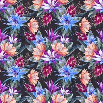 Watercolor tropical pattern Stock Illustration