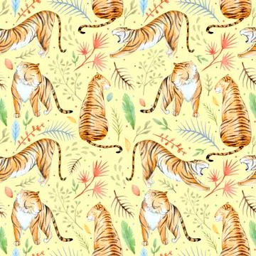 Watercolor tropical pattern Stock Illustration