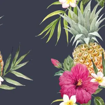Watercolor tropical pattern Stock Illustration