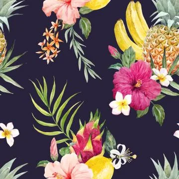 Watercolor tropical pattern Stock-Illustration