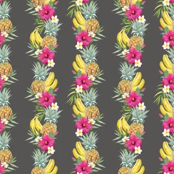 Watercolor tropical pattern Stock Illustration