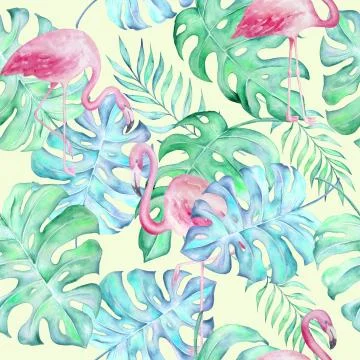 Watercolor tropical pattern Illustrazione stock