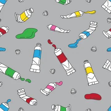 Watercolor tube Seamless Pattern vector acrylic color paint background colorful Illustrazione stock