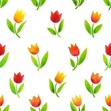 Watercolor tulips pattern Stock Illustration