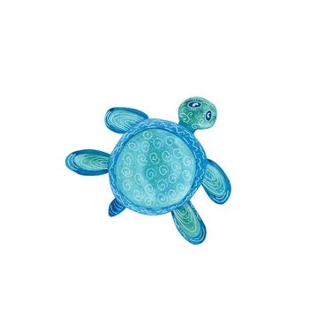 Watercolor turtle decorated with white patterns. Stock Illustration