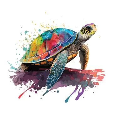 Watercolor Turtle Design vector Illustrazione stock