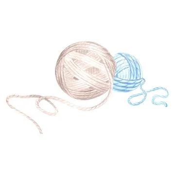 Watercolor two tangles of threads, wool knitting yarn. Template illustration Stock Illustration