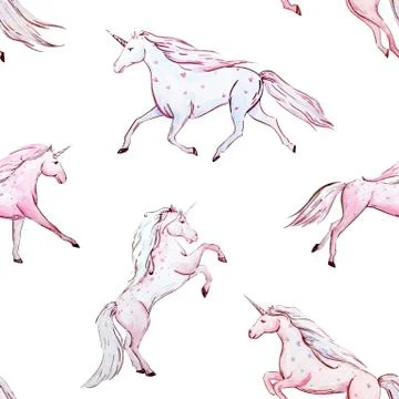 Watercolor unicorn pattern Stock Illustration