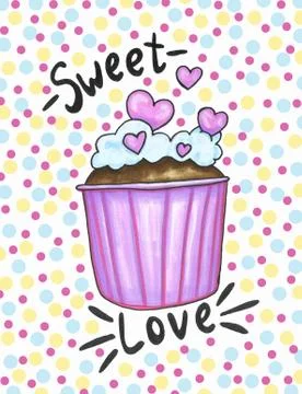 Watercolor Valentine's Day elements set with heart, origami, arrow, gift box, Stock Illustration