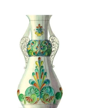 Watercolor vase with geometric pattern Stock Illustration