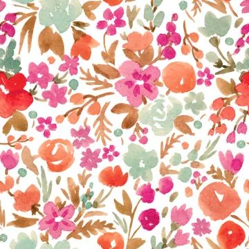 Watercolor vector abstract floral pattern Stock Illustration