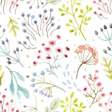 Watercolor vector abstract floral pattern Stock Illustration