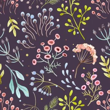 Watercolor vector abstract floral pattern Stock Illustration