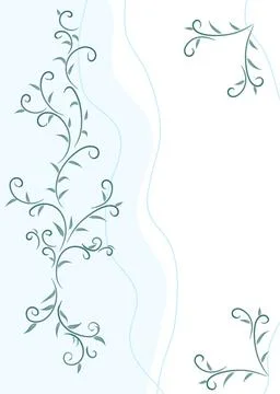 Watercolor vector background with blue leaves and branches. Delicate floral.. 스톡 일러스트