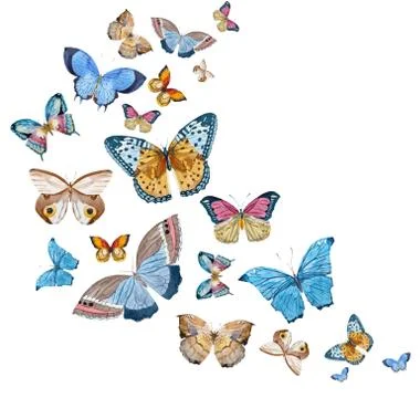 Watercolor vector butterflies Stock Illustration