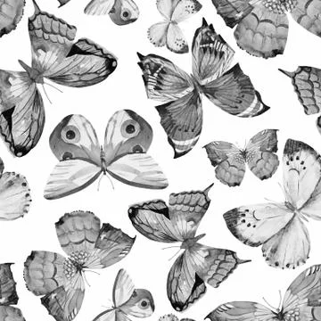 Watercolor vector butterfly pattern Stock Illustration