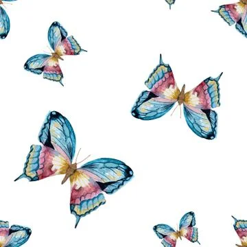 Watercolor vector butterfly pattern Stock Illustration