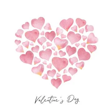 Watercolor vector composition in the shape of a heart. Stock Illustration