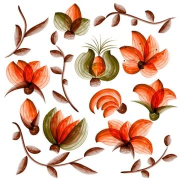 Watercolor vector floral elements 스톡 일러스트