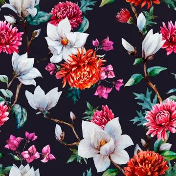 Watercolor vector floral pattern Stock Illustration