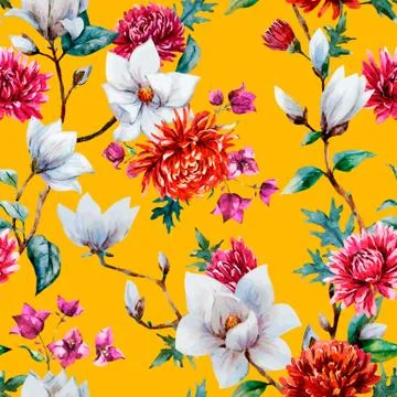 Watercolor vector floral pattern Stock Illustration