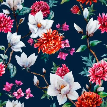 Watercolor vector floral pattern Stock Illustration