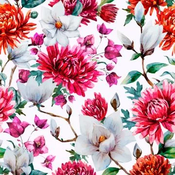Watercolor vector floral pattern Stock Illustration