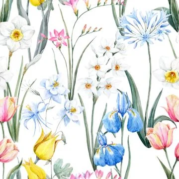 Watercolor vector floral pattern Stock Illustration
