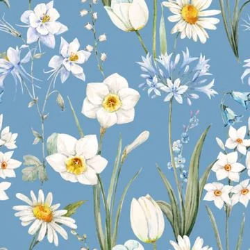 Watercolor vector floral pattern Stock Illustration