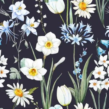 Watercolor vector floral pattern Stock Illustration