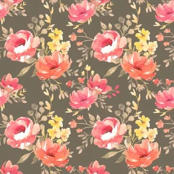 Watercolor vector floral pattern Stock Illustration