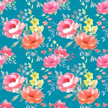 Watercolor vector floral pattern Stock Illustration