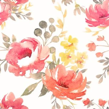 Watercolor vector floral pattern Stock Illustration