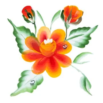 Watercolor Vector Flowers Stock Illustration