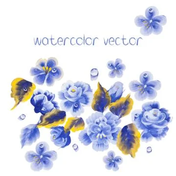Watercolor Vector Flowers Stock Illustration