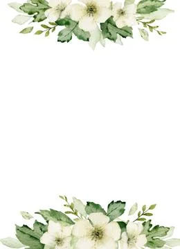 Watercolor vector frame with green forest foliage. Illustrazione stock