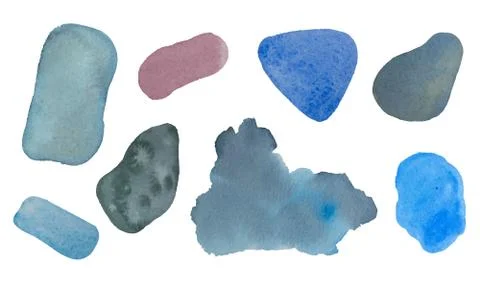 Watercolor vector hand drawn elements, dusty splotches. Stock Illustration