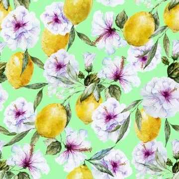 Watercolor vector lemon pattern イラスト素材