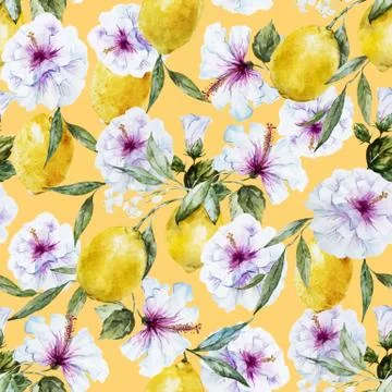 Watercolor vector lemon pattern Illustrazione stock