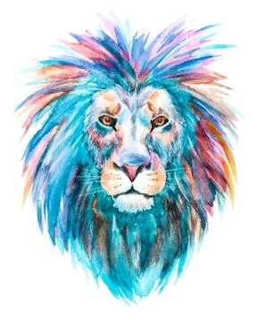 Watercolor vector lion Stock Illustration