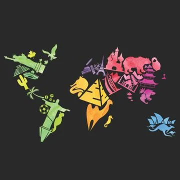 Watercolor vector map Stock Illustration