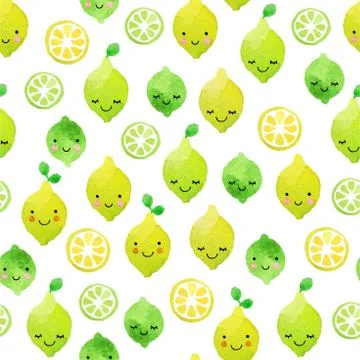 Watercolor vector pattern of fruits Stock Illustration