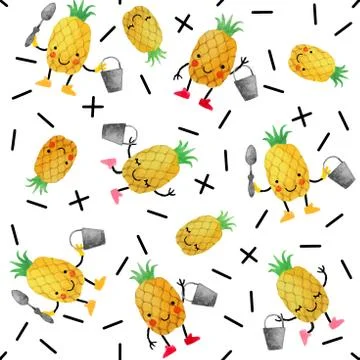 Watercolor vector pattern of fruits Stock Illustration